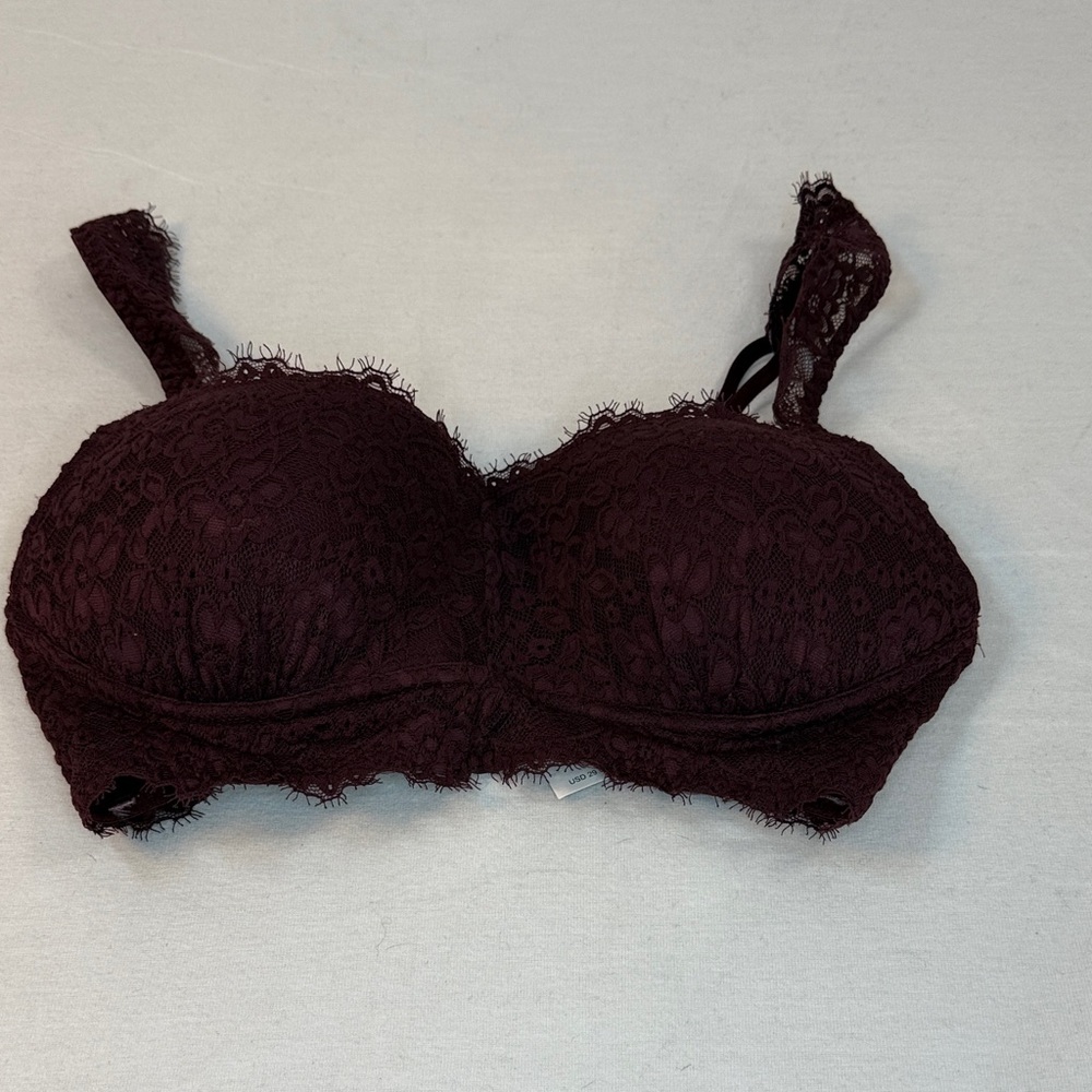 NWT Aerie Lace Longline Bralette Burgundy Size M - Picture 2 of 10